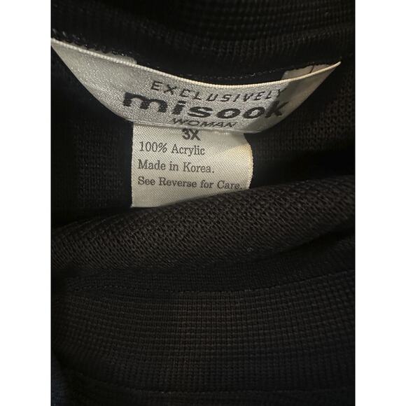 Exclusively Misook Long Ribbed Cardigan Black Duster Pockets Button Plus Size 3X - Picture 8 of 16